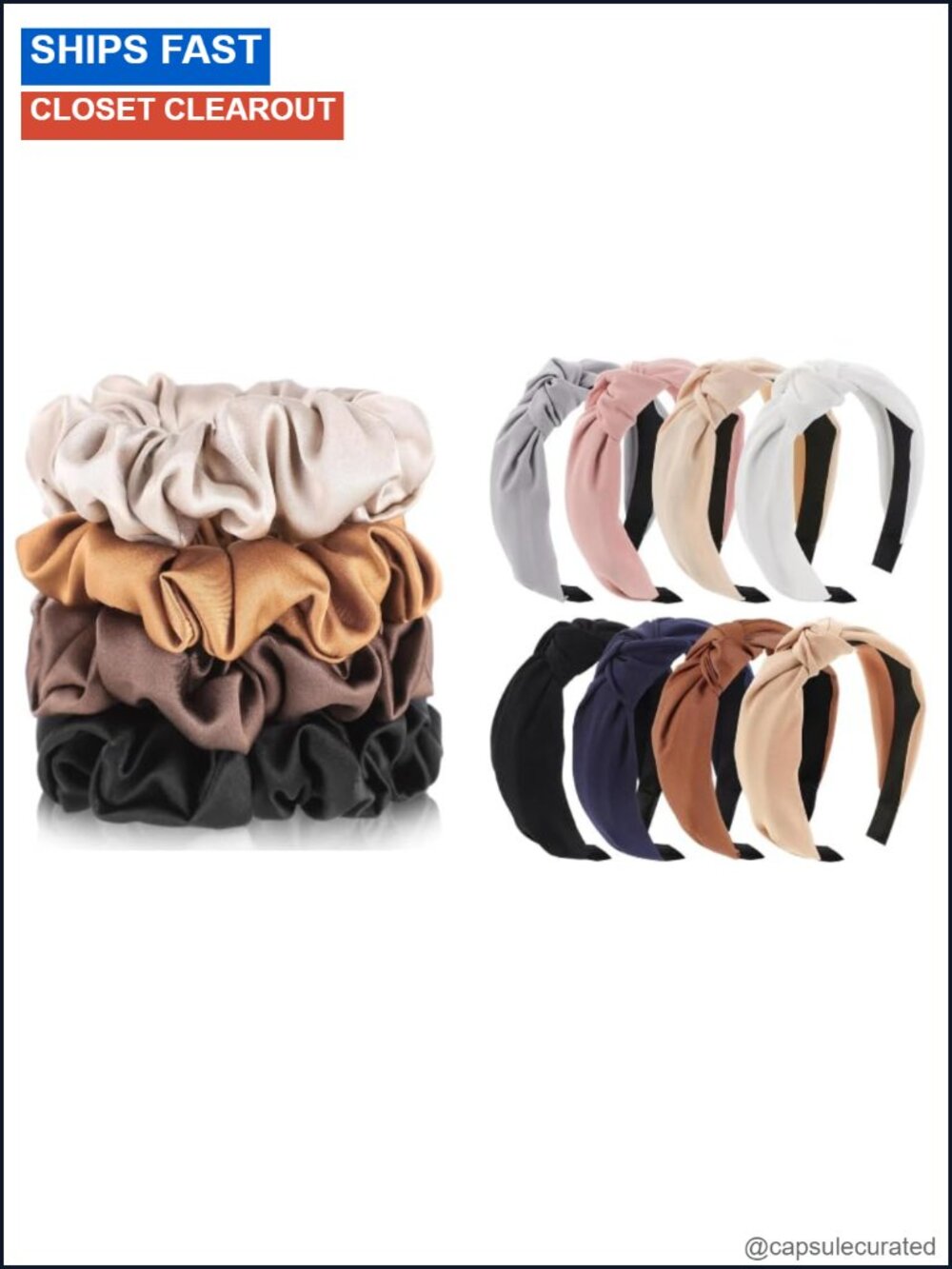 Knotted Headbands & Mulberry Silk Scrunchies Set